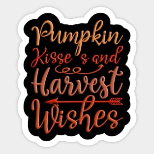 Pumpkin Kisses and Harvest Wishes, colorful autumn, fall seasonal design Sticker